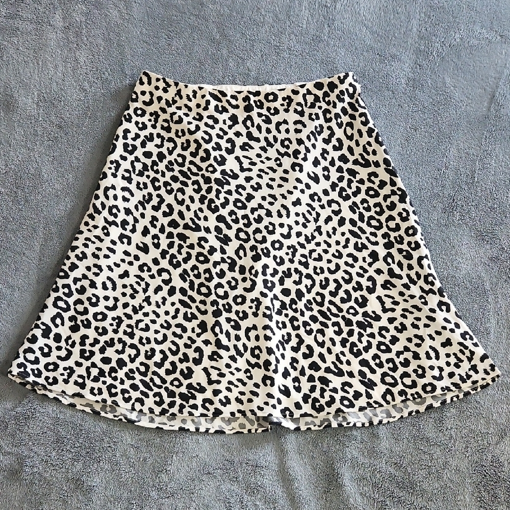 NWT Express Black and White Animal Print A-Line Skirt